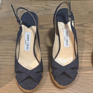 Jimmy Choo Dark Blue Espadrille Slingbacks